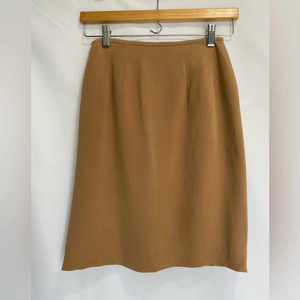 Charter Club petite Classic Brown Pencil Skirt 100% silk size 2P